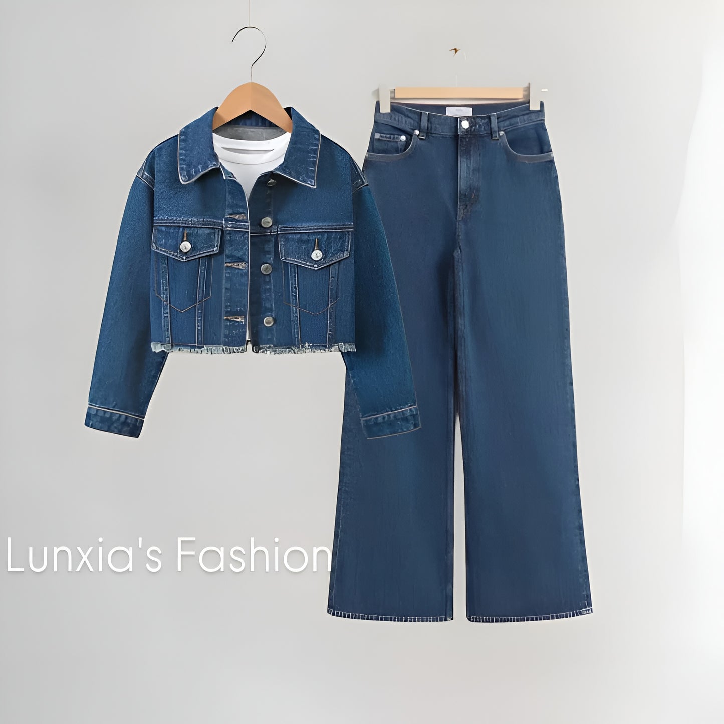 CROP TOP WITH JEANS WIDE LEG PANT