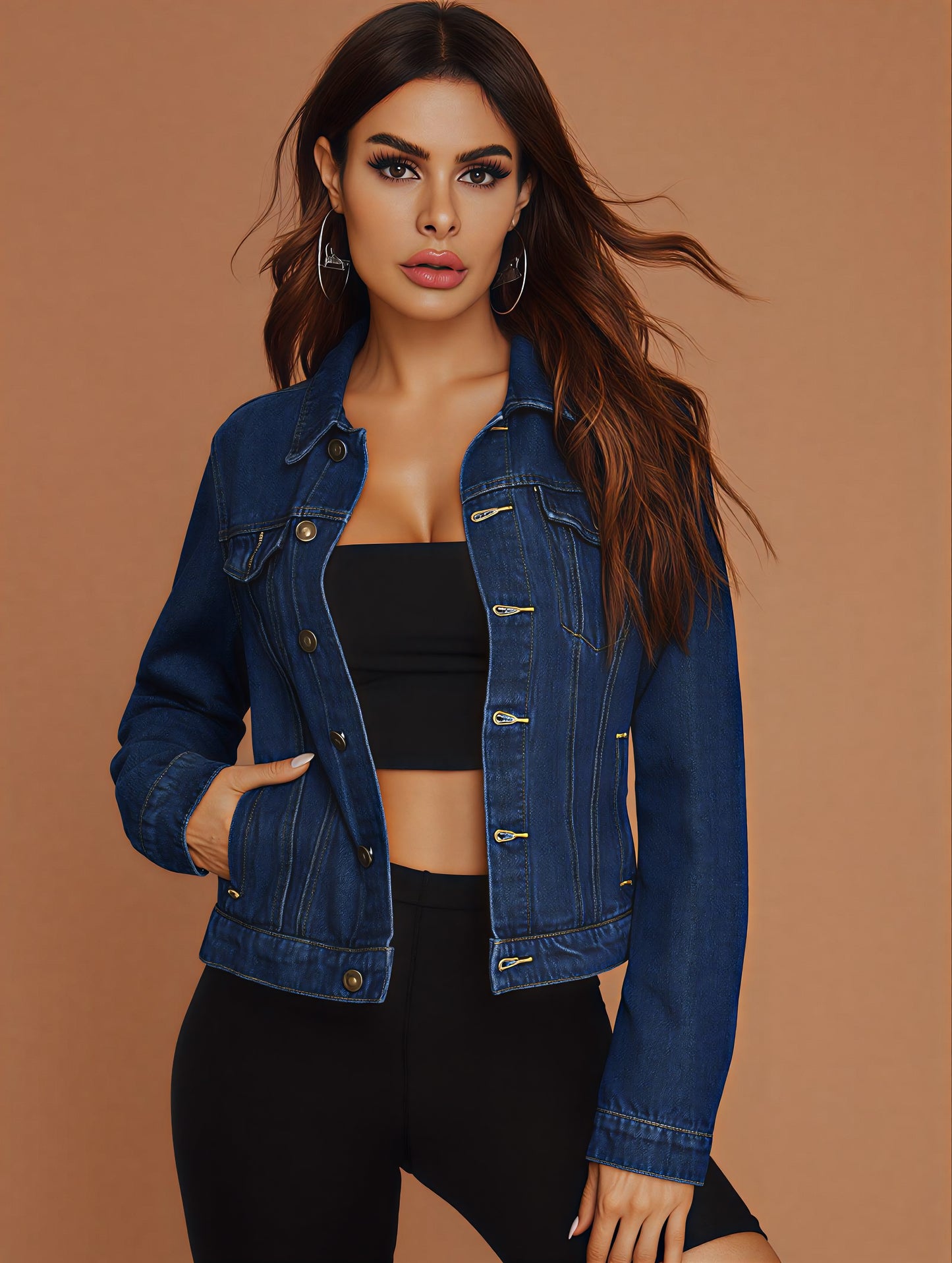 Women Crop Denim Jacket