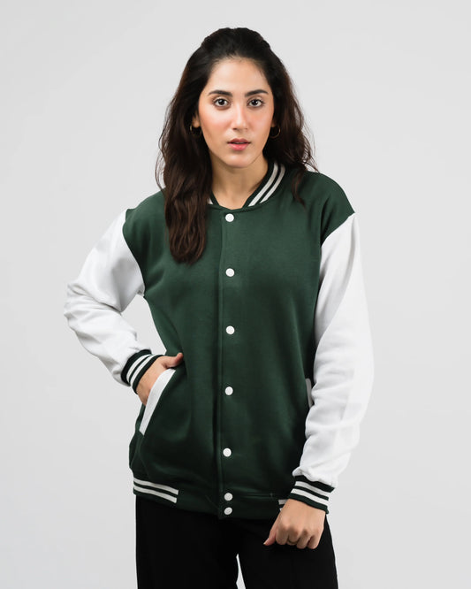 Women's Button Down Baseball Varsity Bomber Jacket