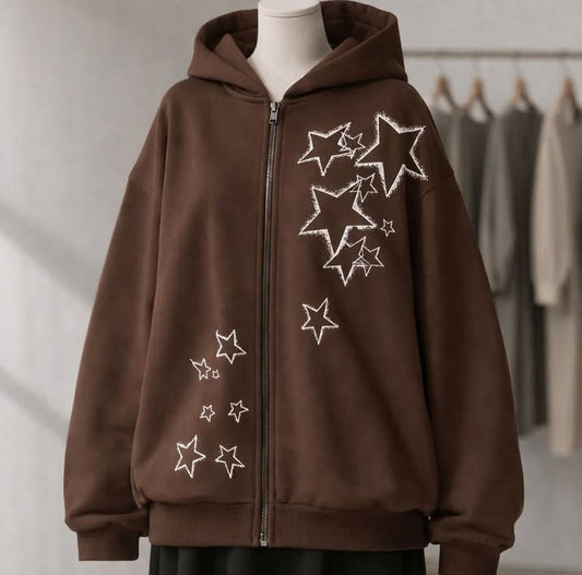 ZIPPER PRINTED HOODIE