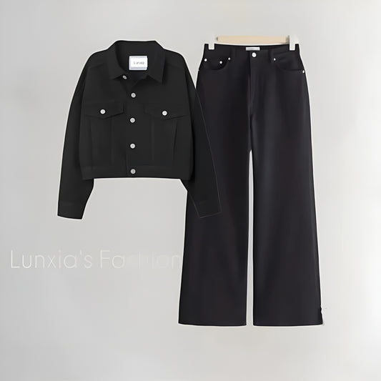 CROP TOP WITH JEANS WIDE LEG PANT