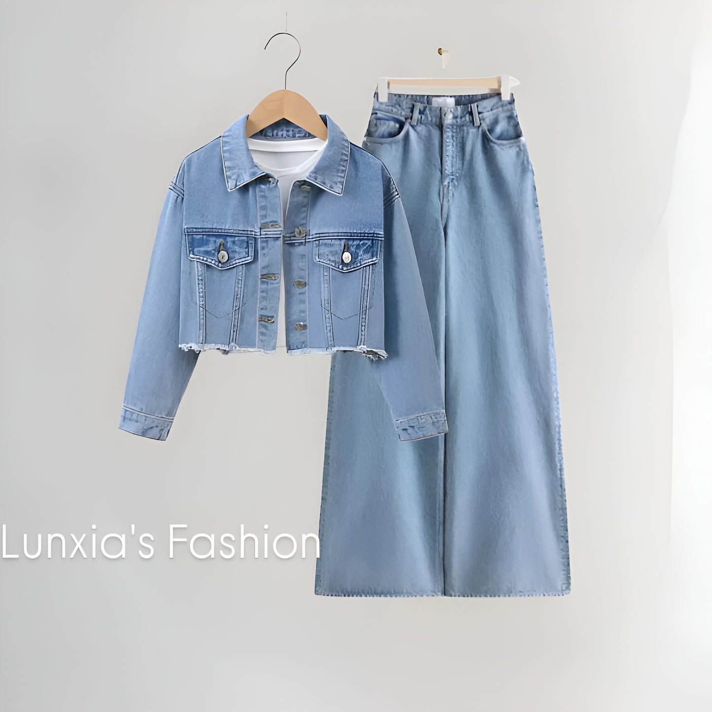 CROP TOP WITH JEANS WIDE LEG PANT