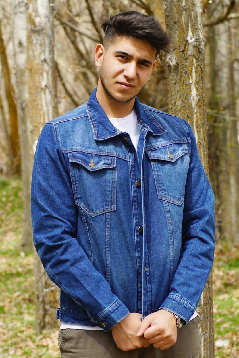 Couple Denim Jacket Classic Cotton Faux Fur Lined Button Up Denim Jean Trucker Jacket