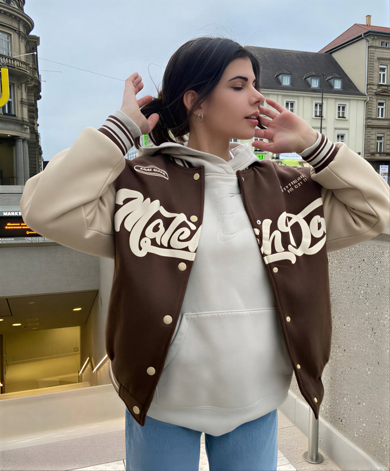 PRINTED BASEBALL JACKET